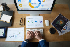 person office analyzing checking finance graphs 1